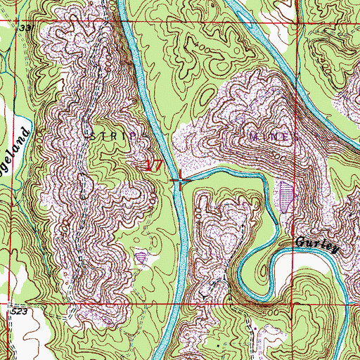 Topographic Map of Gurley Creek, AL