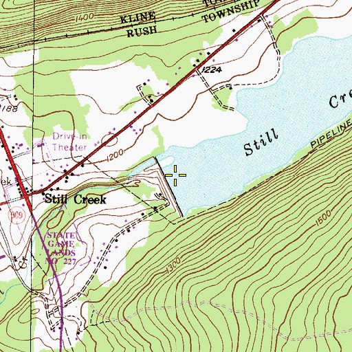 Topographic Map of Still Creek Dam, PA