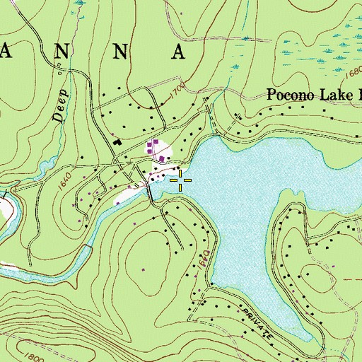 Topographic Map of Pocono Lake Dam, PA