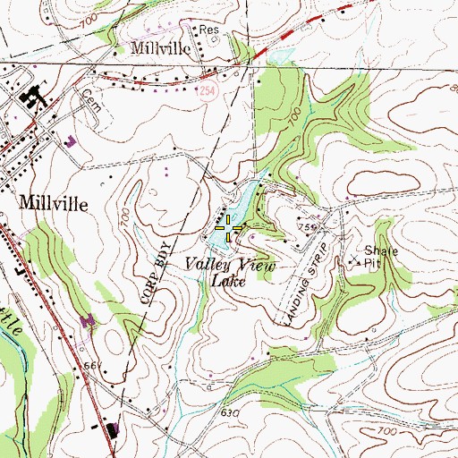 Topographic Map of Valley View Lake Dam, PA