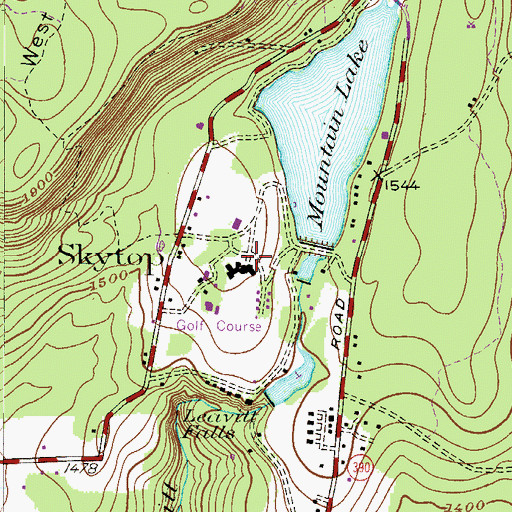 Topographic Map of Skytop Lower Lake Dam, PA
