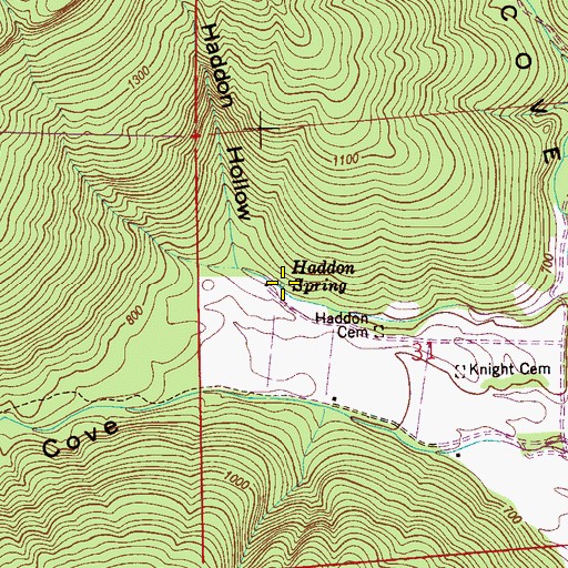 Topographic Map of Haddon Spring, AL