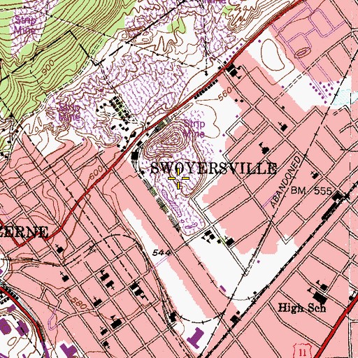 Topographic Map of Harry E Braker Dam Number One, PA