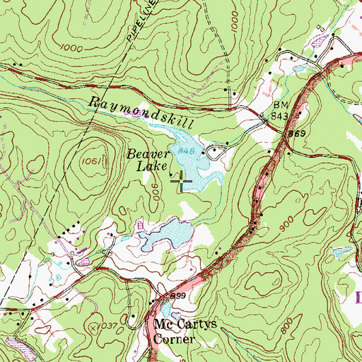 Topographic Map of Beaver Lake Lodge Dam, PA