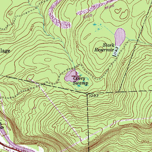 Topographic Map of Covey Swamp, PA