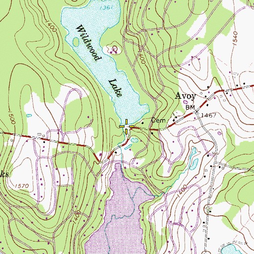 Topographic Map of Wildwood Lake Dam, PA