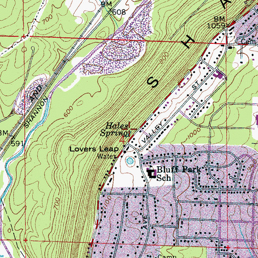 Topographic Map of Hales Spring, AL