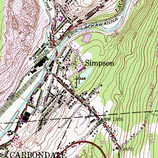 Topographic Map of Belmont Dam, PA