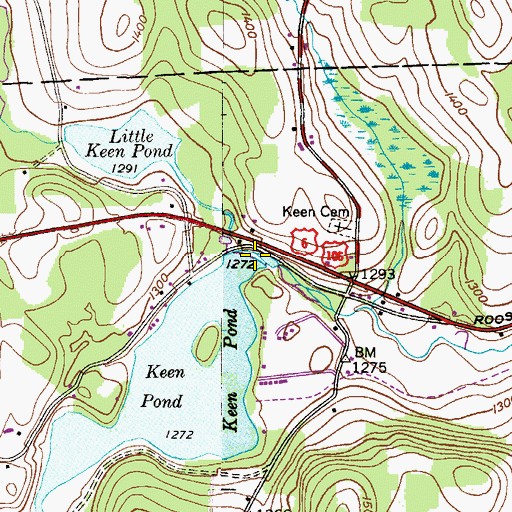 Topographic Map of Keen Lake Dam, PA