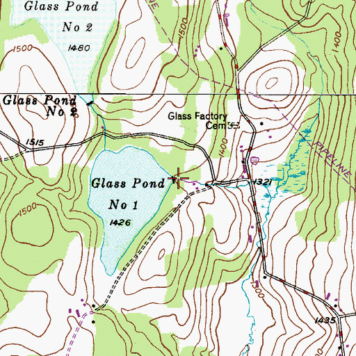 Topographic Map of Glass Pond Dam Number One, PA