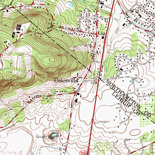 Topographic Map of Friedensville School, PA