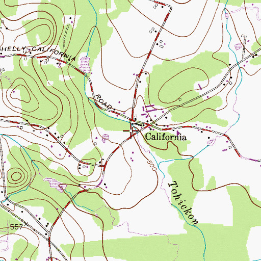 Topographic Map of Rocky Valley, PA
