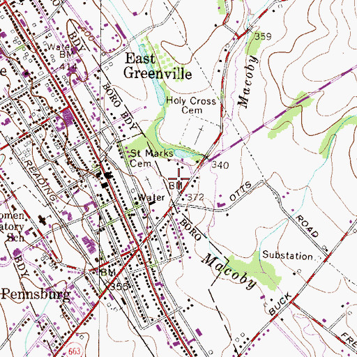 Topographic Map of Upper Perkiomen Park, PA