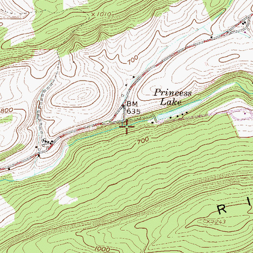 Topographic Map of Frantzs Creek, PA