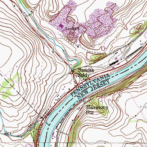 Topographic Map of Sandts Eddy Station (historical), PA