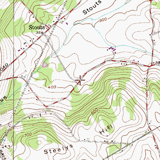 Topographic Map of Stouts School, PA