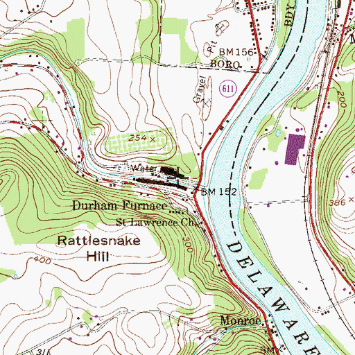 Topographic Map of Durham Paper Company Dam, PA
