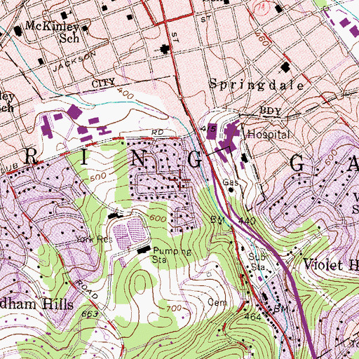 Topographic Map of Farquhar Estates, PA