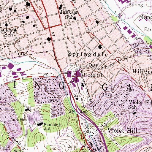 Topographic Map of York Hospital, PA