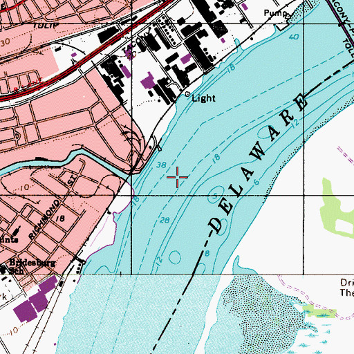 Topographic Map of Bridesburg Channel, PA