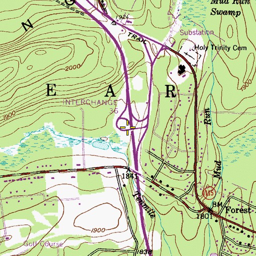Topographic Map of Pennsylvania Turnpike Interchange 36, PA