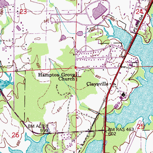 Topographic Map of Hampton Grove Church, AL