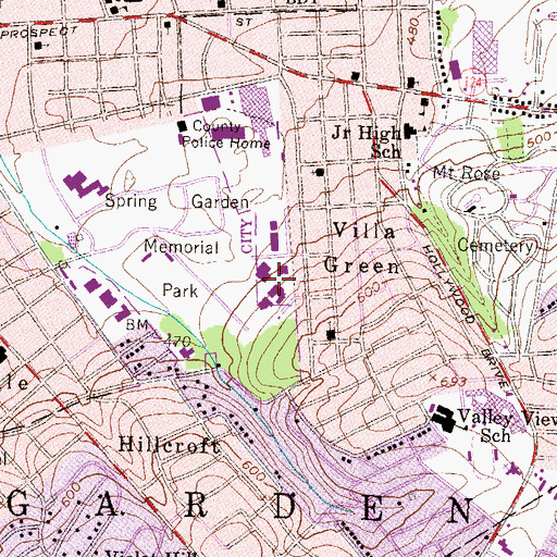 Topographic Map of Pennsylvania State University - York Campus, PA