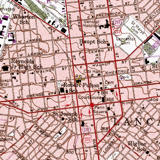 Topographic Map of Fulton Opera House, PA