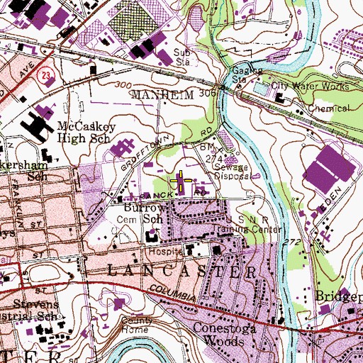Topographic Map of Lancaster Christian Junior High School, PA