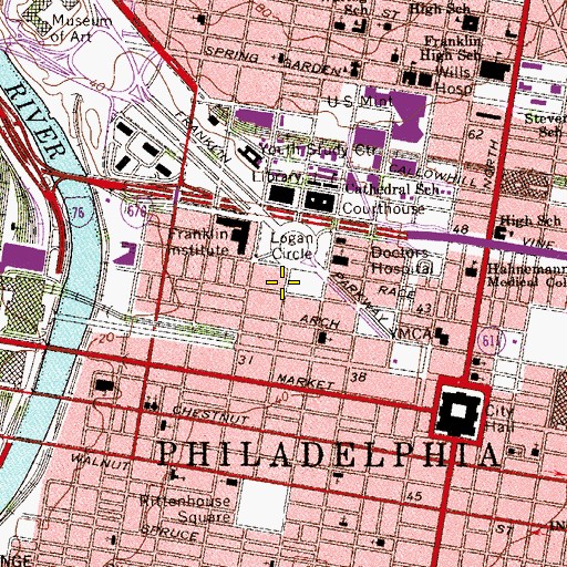 Topographic Map of Academy of Natural Sciences, PA