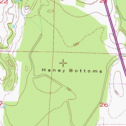 Topographic Map of Haney Bottoms, AL