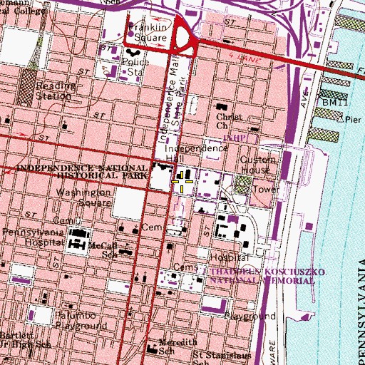 Topographic Map of Second Bank of the United States, PA