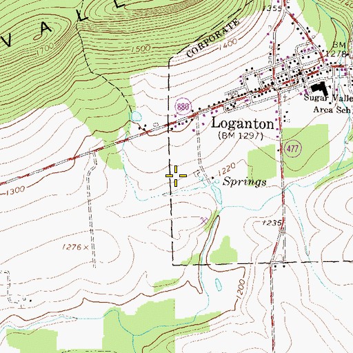 Topographic Map of Kemmerer Spring, PA
