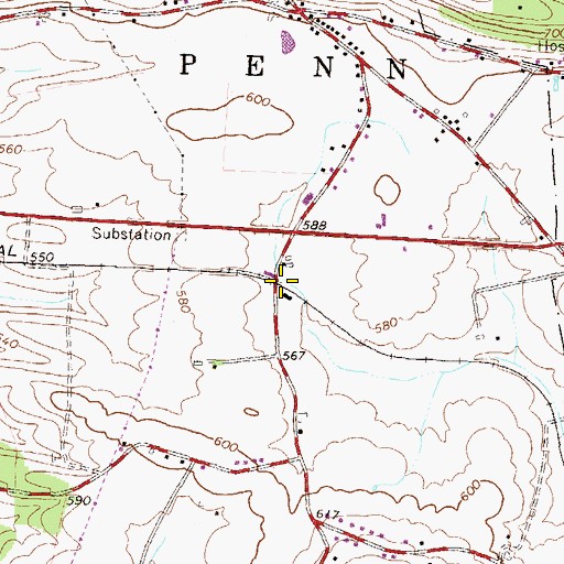 Topographic Map of Clifford Station, PA