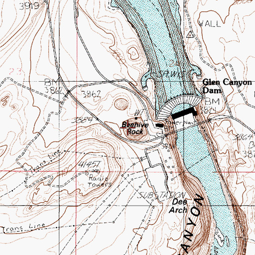 Topographic Map of Beehive Rock, AZ