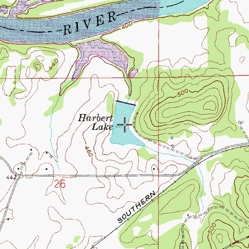 Topographic Map of Harbert Lake, AL