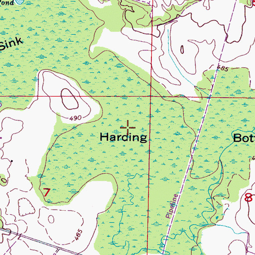 Topographic Map of Harding Bottoms, AL