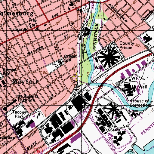 Topographic Map of Holmesburg Junction, PA