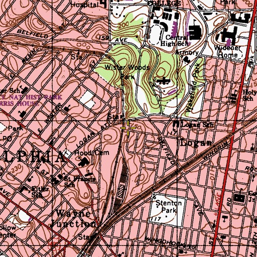 Topographic Map of Fishers, PA