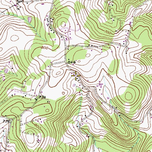 Topographic Map of Hill School, PA