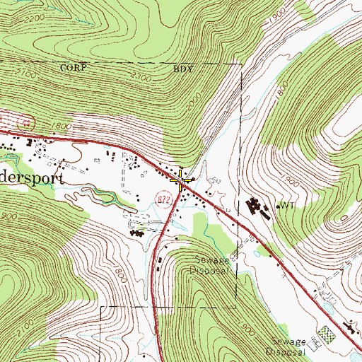 Topographic Map of Lymansville, PA