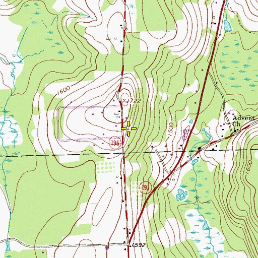 Topographic Map of Advent School, PA