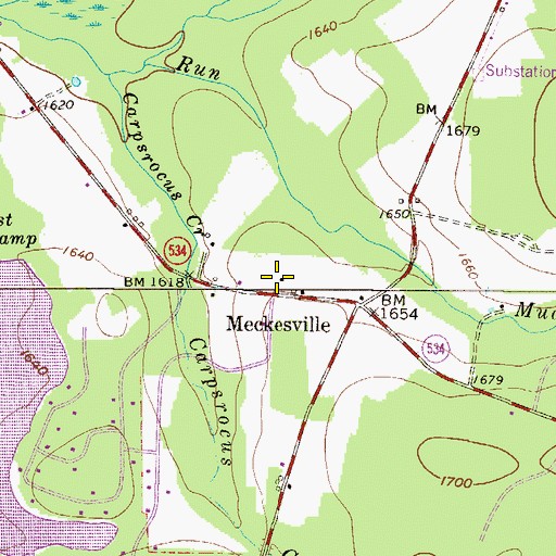 Topographic Map of Meckesville School, PA