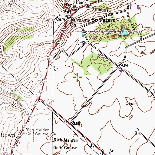 Topographic Map of Saint Peters School, PA