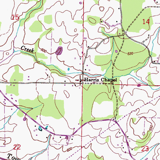 Topographic Map of Harris Chapel, AL