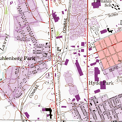 Topographic Map of Muhlenberg Station, PA