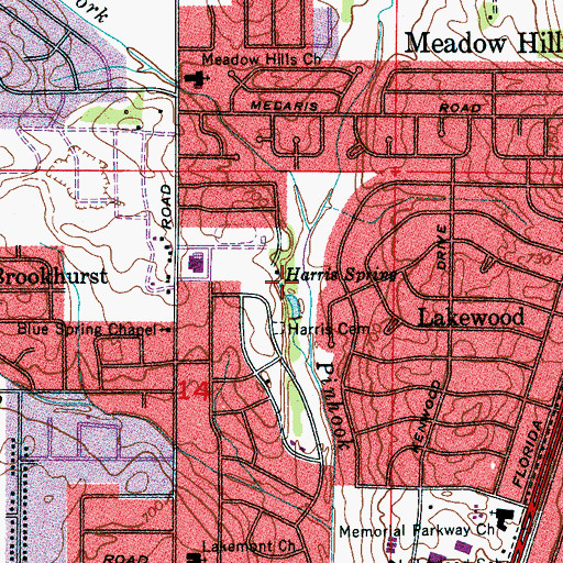 Topographic Map of Harris Spring, AL