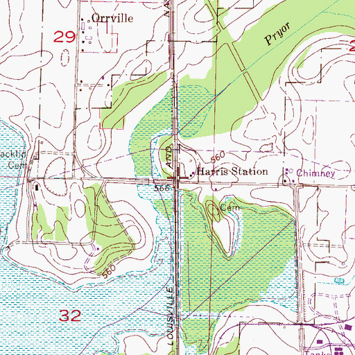 Topographic Map of Harris Station, AL