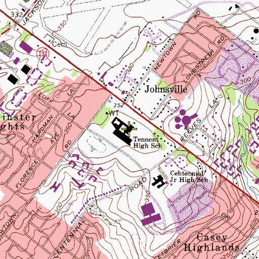 Topographic Map of Tennent High School, PA