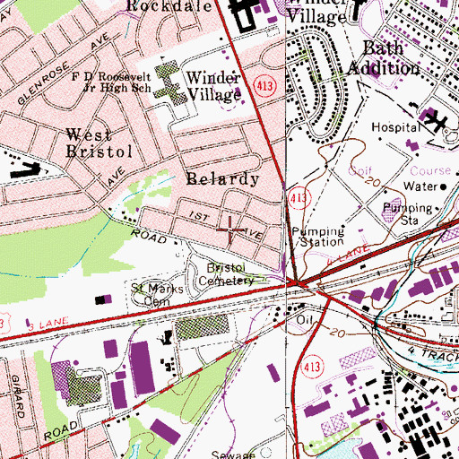 Topographic Map of Belardy, PA